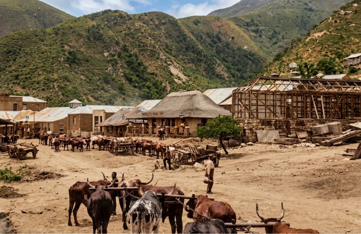 Transport riders and ox-wagons of the De Kaap Valley